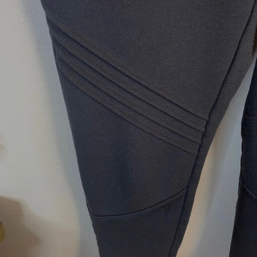 Small Marc New York Moto Black Leggings Gold Logo Stretch 4 6 Opaque